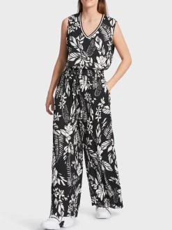 Marc Cain Hosen-HOSE WOLIN – MIT PLISSEE UND PRINT black and white