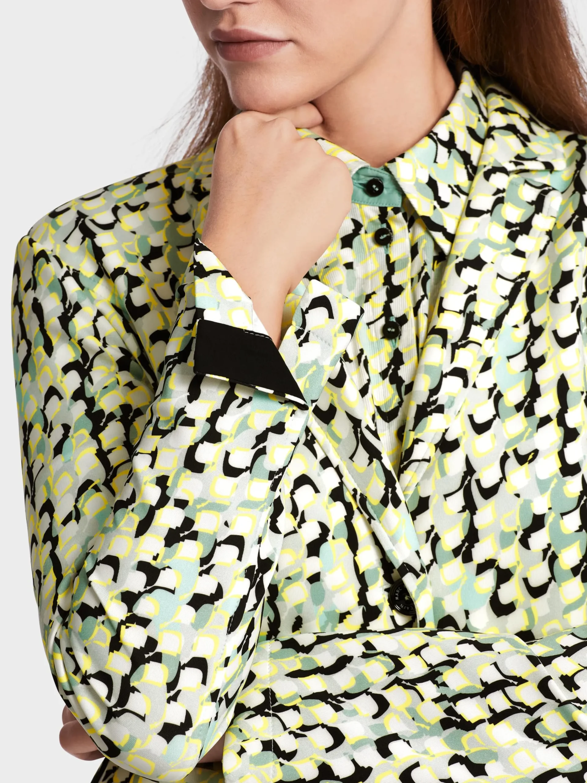 Marc Cain Blazer|Hosenanzüge-70IES BLAZER MIT GRAFISCHEM ALLOVERPRINT soft sage