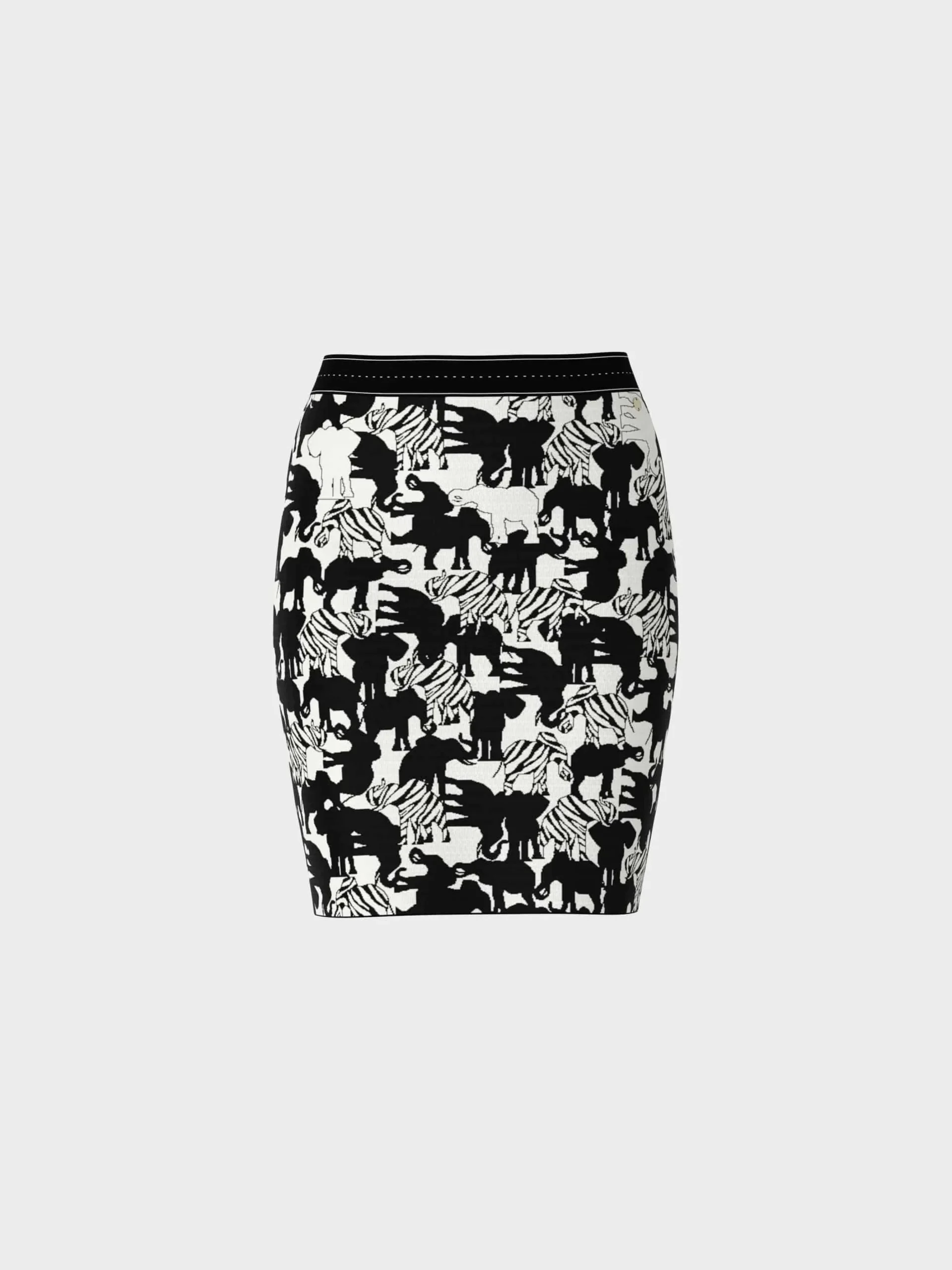 Marc Cain Röcke|Strick-IN DEUTSCHLAND GESTRICKTER ROCK white and black