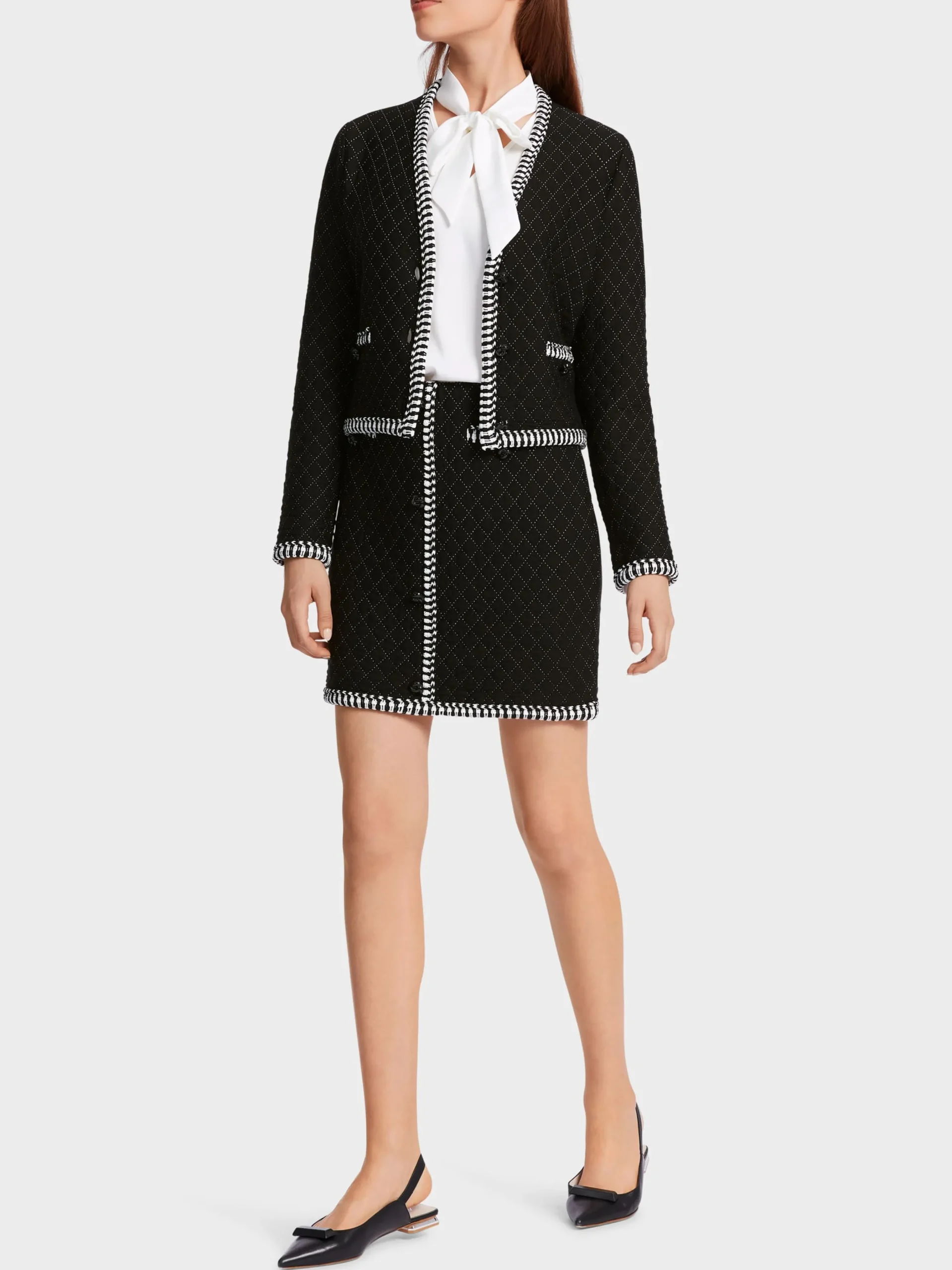 Marc Cain Jacken|Strick-IN DEUTSCHLAND GESTRICKTER CARDIGAN black and white