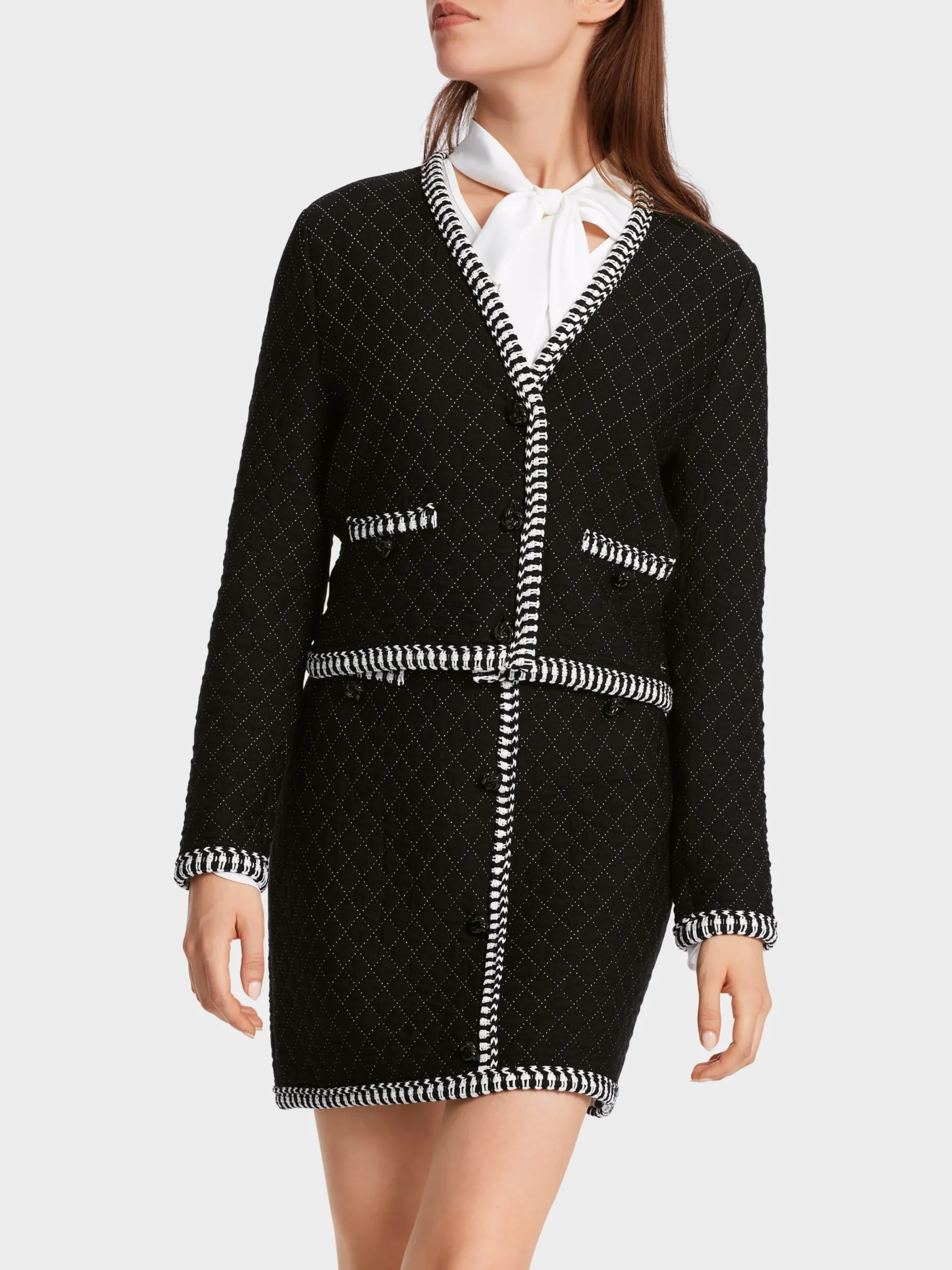 Marc Cain Jacken|Strick-IN DEUTSCHLAND GESTRICKTER CARDIGAN black and white