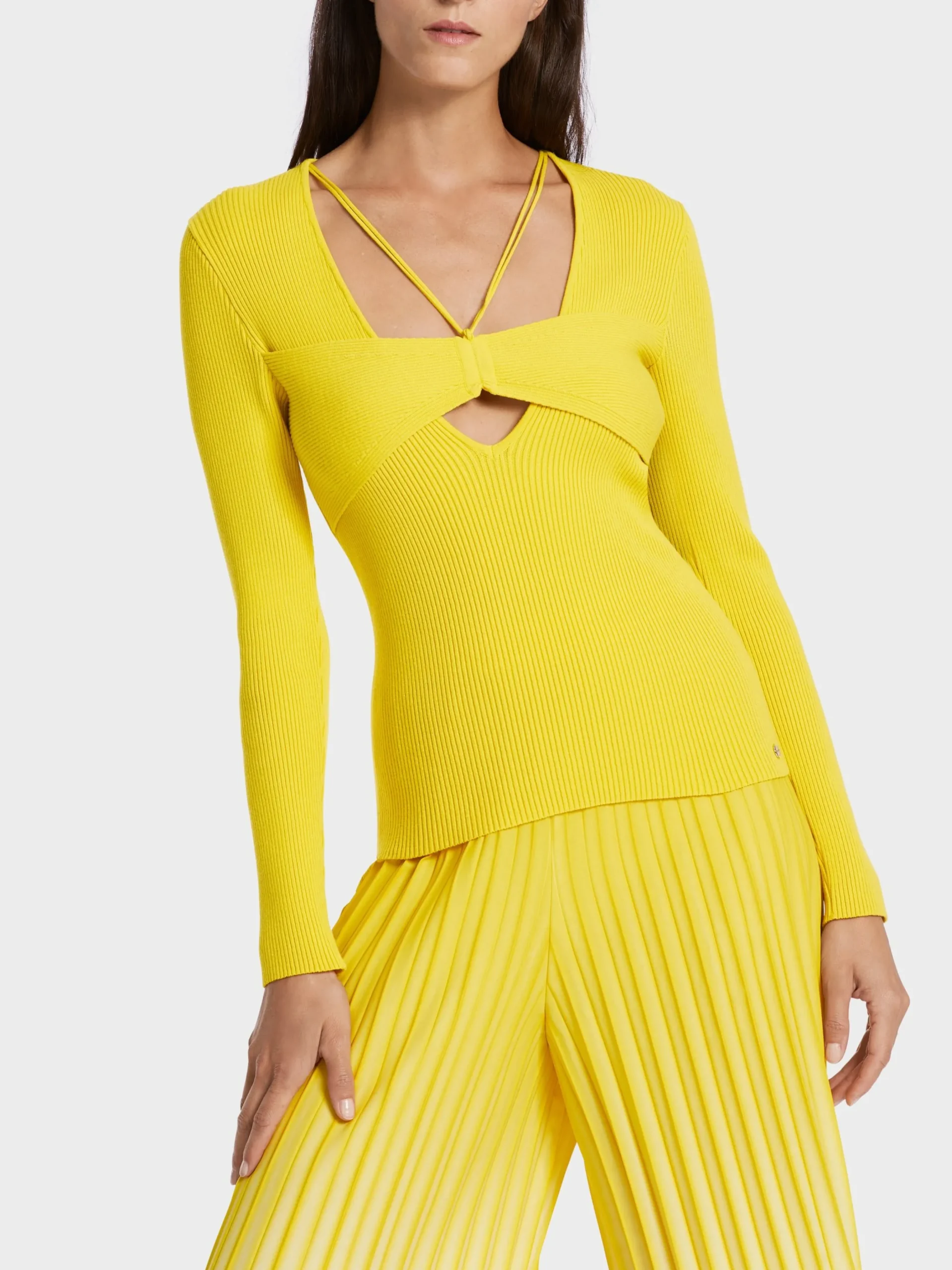 Marc Cain Pullover & Sweatshirts|Strick-IN DEUTSCHLAND GESTRICKTER PULLOVER bright sulphur
