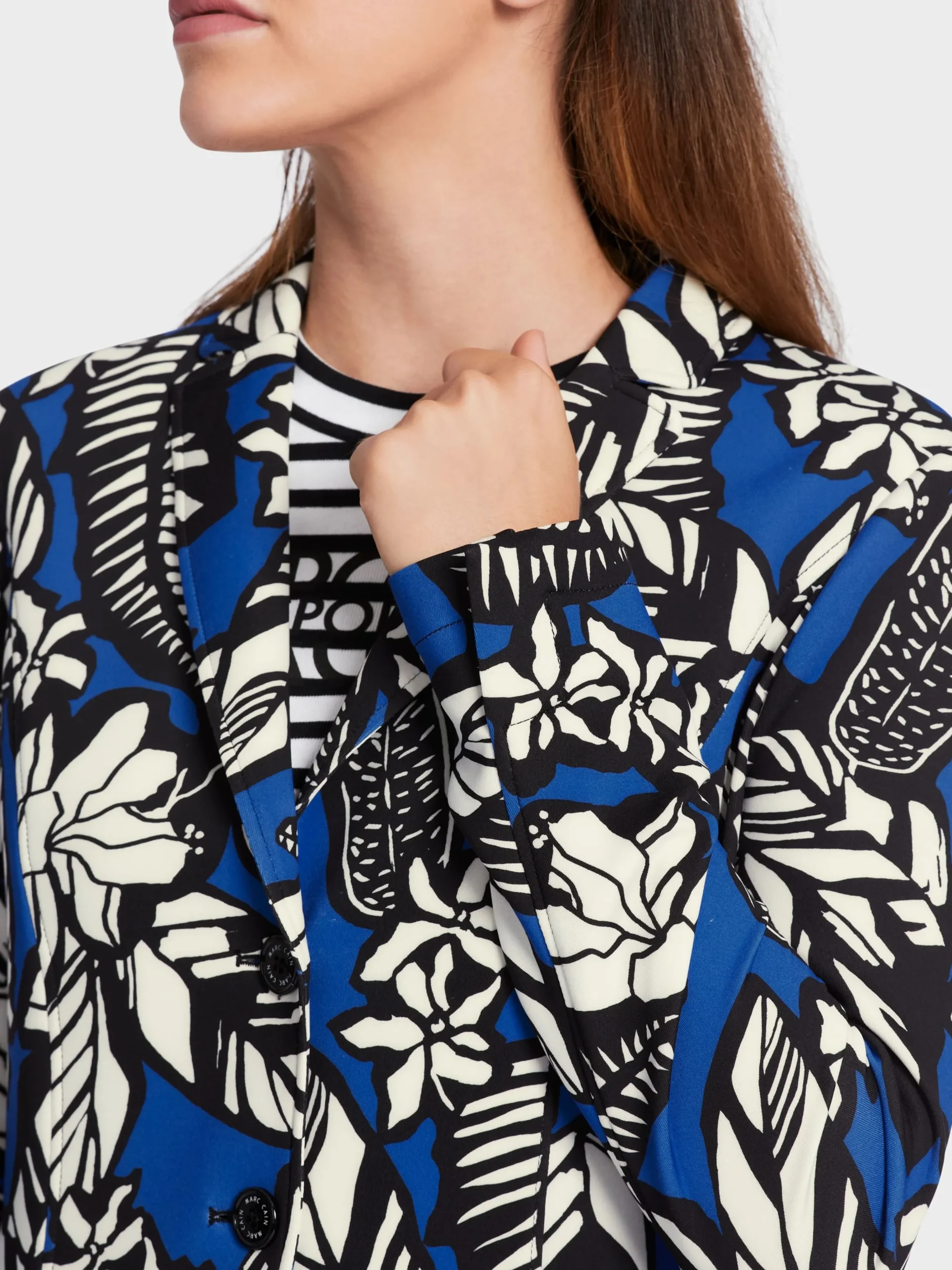 Marc Cain Blazer|Hosenanzüge-JERSEYBLAZER MIT ALLOVERPRINT bright royal blue