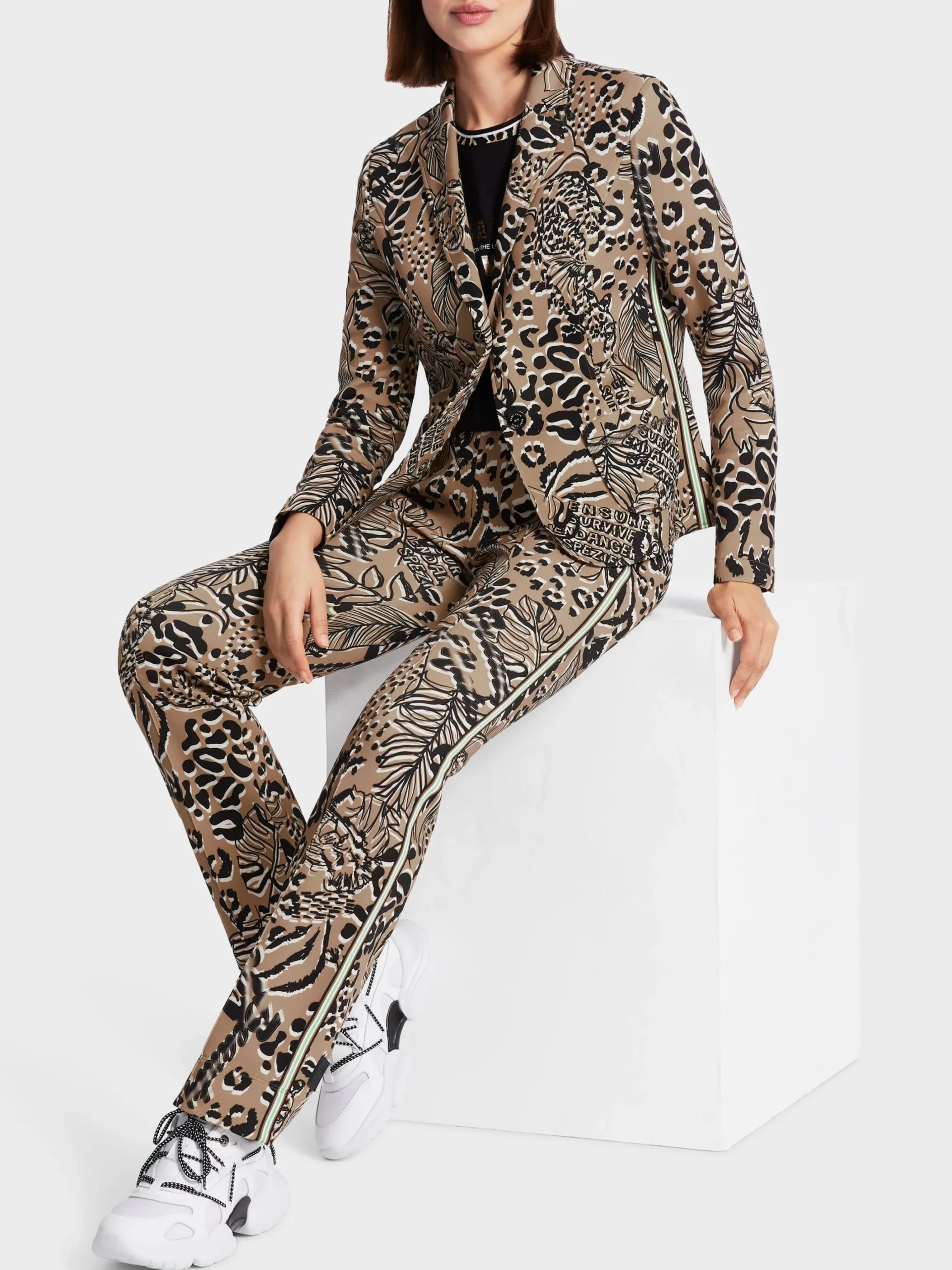 Marc Cain Blazer|Hosenanzüge-JERSEYBLAZER MIT FLORALEM PRINT bright camel