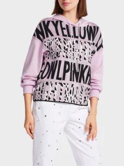 Marc Cain Pullover & Sweatshirts|Strick-KAPUZEN-SWEATER KNITTED IN GERMANY bright pink lavender