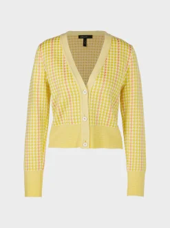 Marc Cain Jacken|Strick-KARIERTER CARDIGAN KNITTED IN GERMANY pale lemon