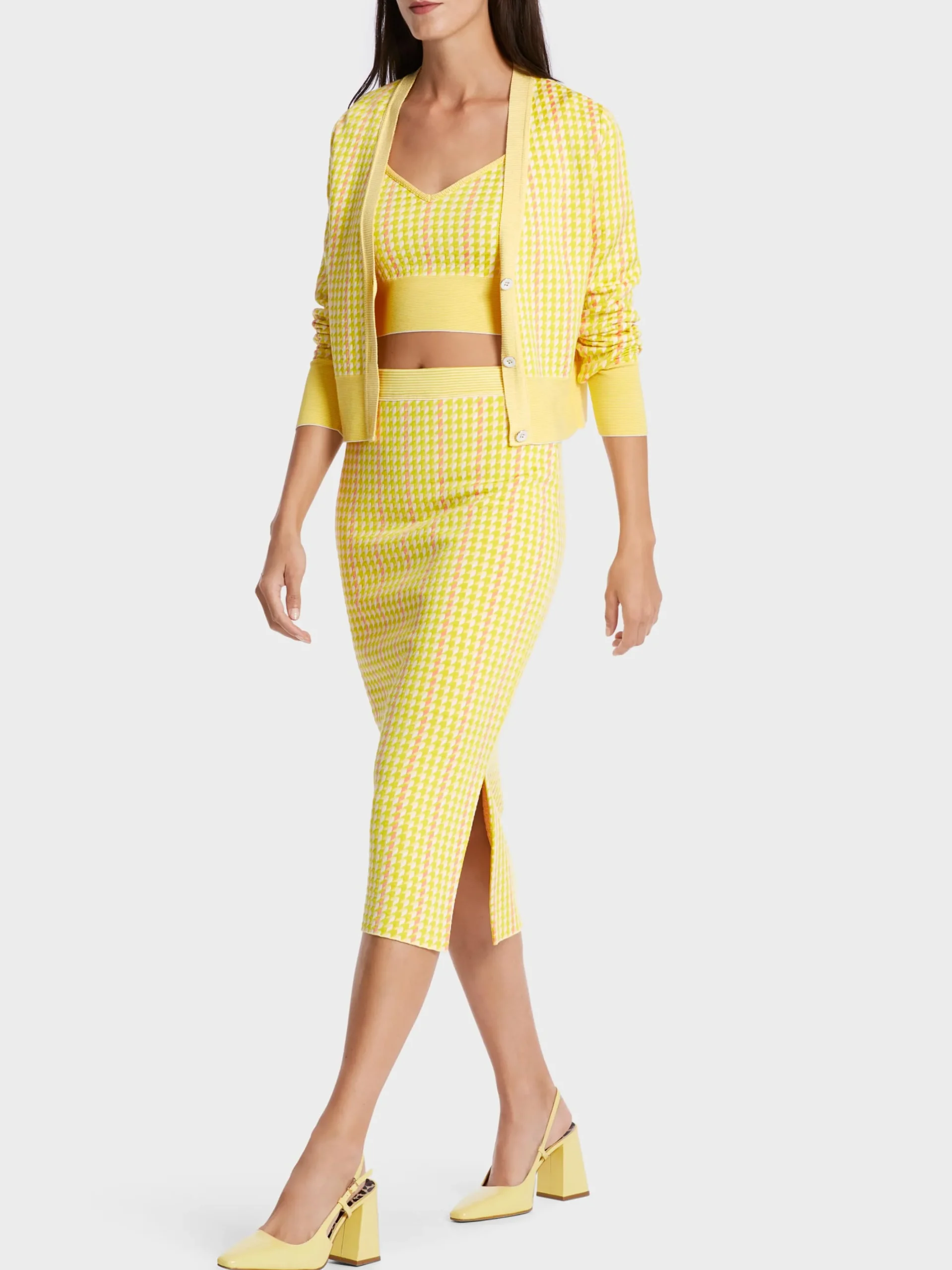 Marc Cain Röcke|Strick-KARIERTER ROCK KNITTED IN GERMANY pale lemon