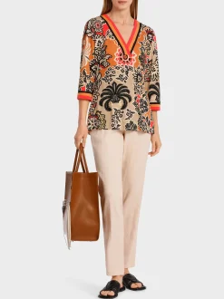 Marc Cain Blusen & Tuniken|Shirts & Tops-KIMONOBLUSE IN A-LINIE bright ochre