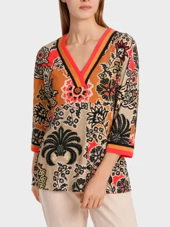 Marc Cain Blusen & Tuniken|Shirts & Tops-KIMONOBLUSE IN A-LINIE bright ochre