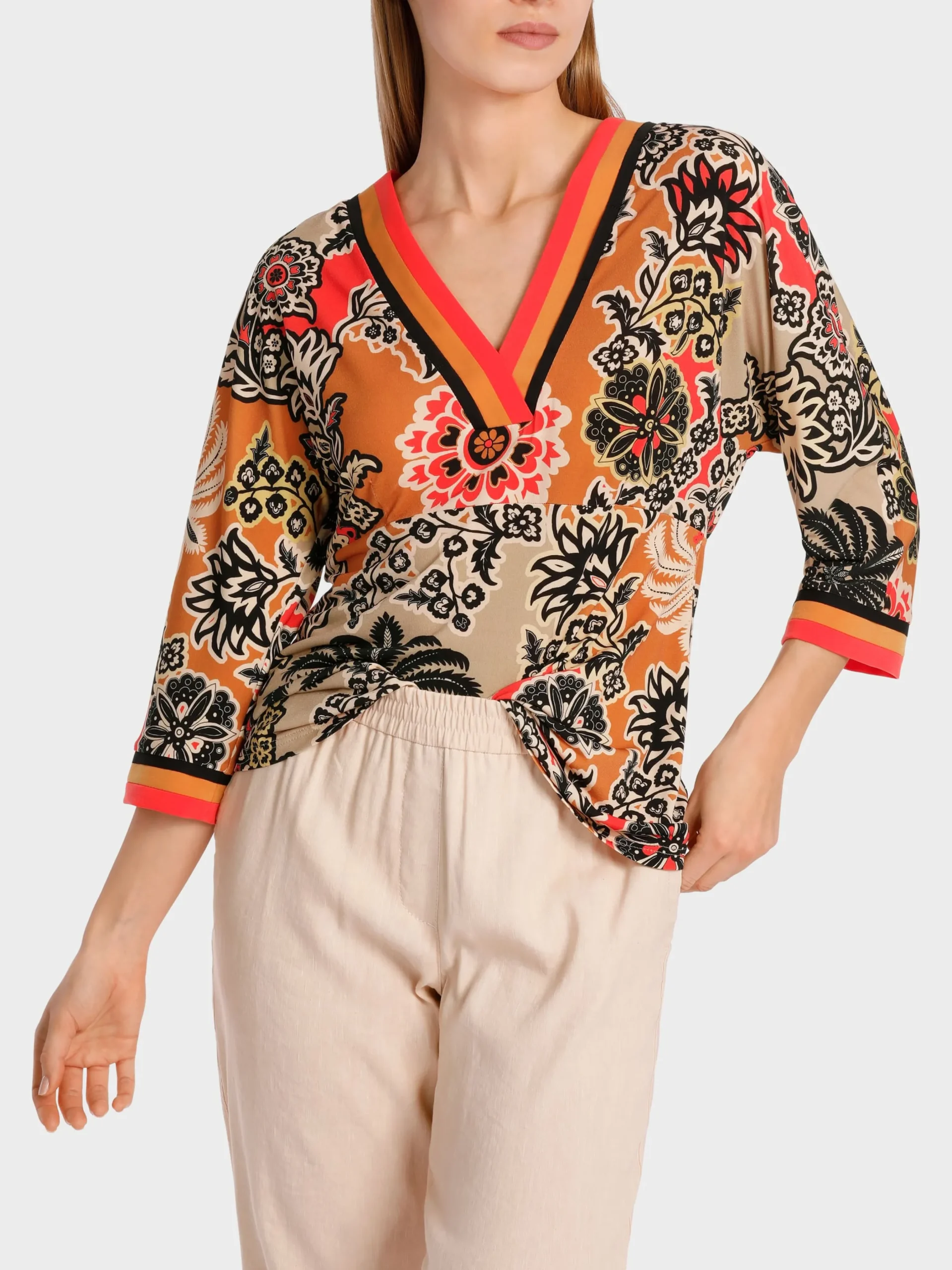 Marc Cain Blusen & Tuniken|Shirts & Tops-KIMONOBLUSE IN A-LINIE bright ochre