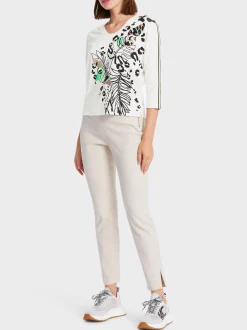 Marc Cain Shirts & Tops-KIMONO-T-SHIRT MIT MOTIV-PRINT off-white