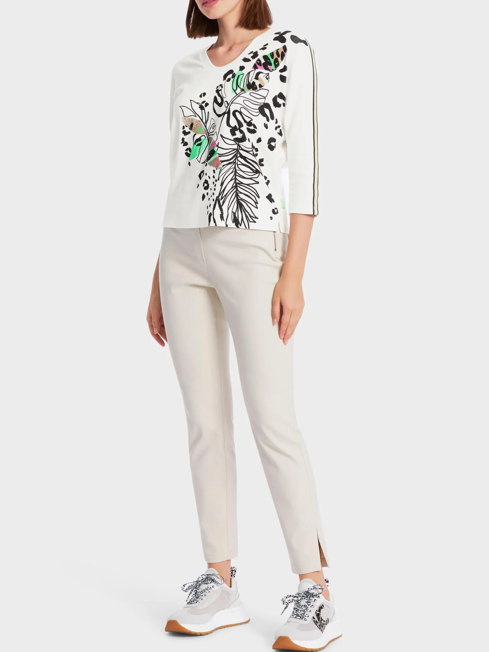 Marc Cain Shirts & Tops-KIMONO-T-SHIRT MIT MOTIV-PRINT off-white
