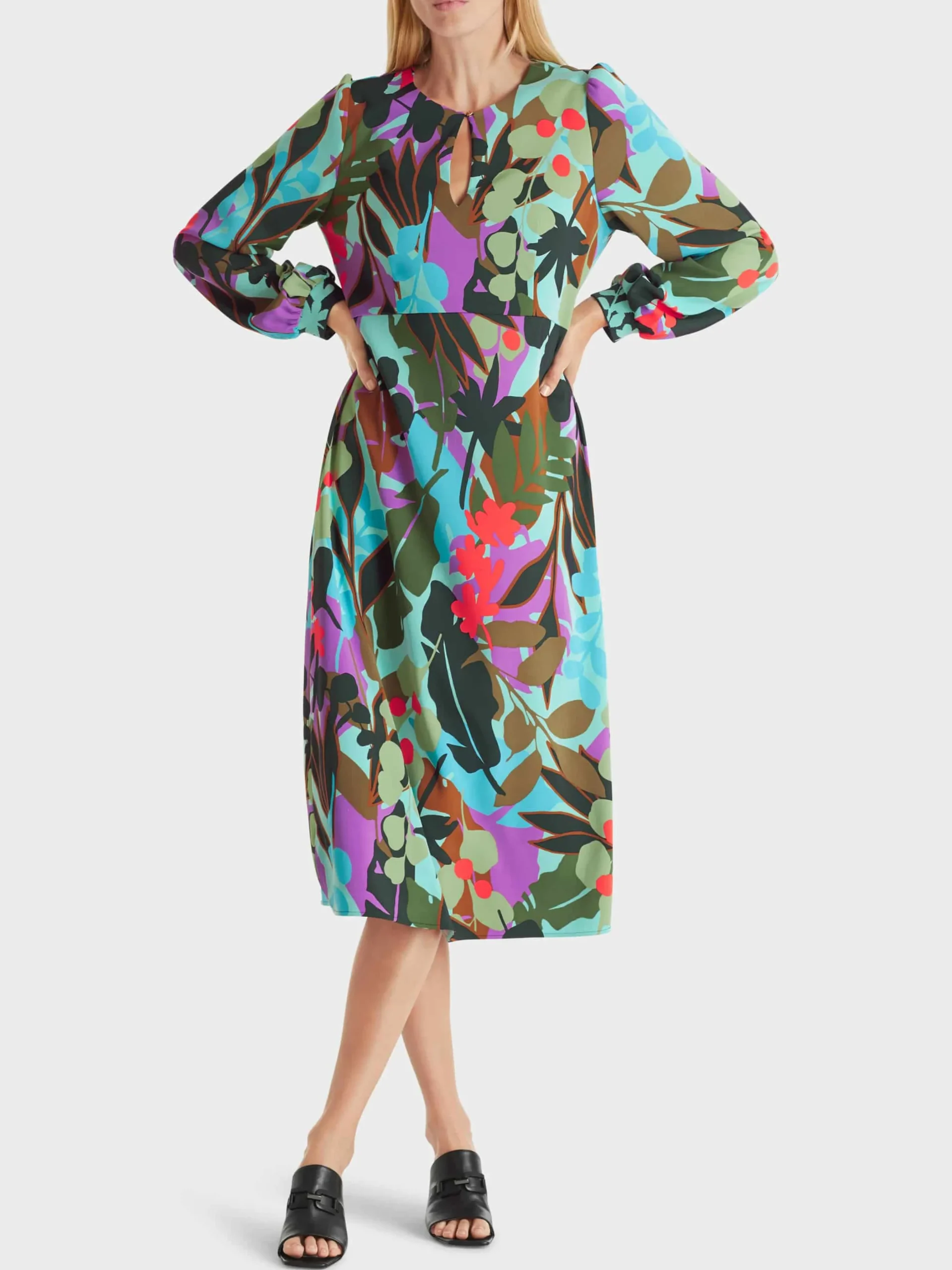 Marc Cain Kleider-KLEID IM BUNTEN BLATT-DESSIN soft malachite