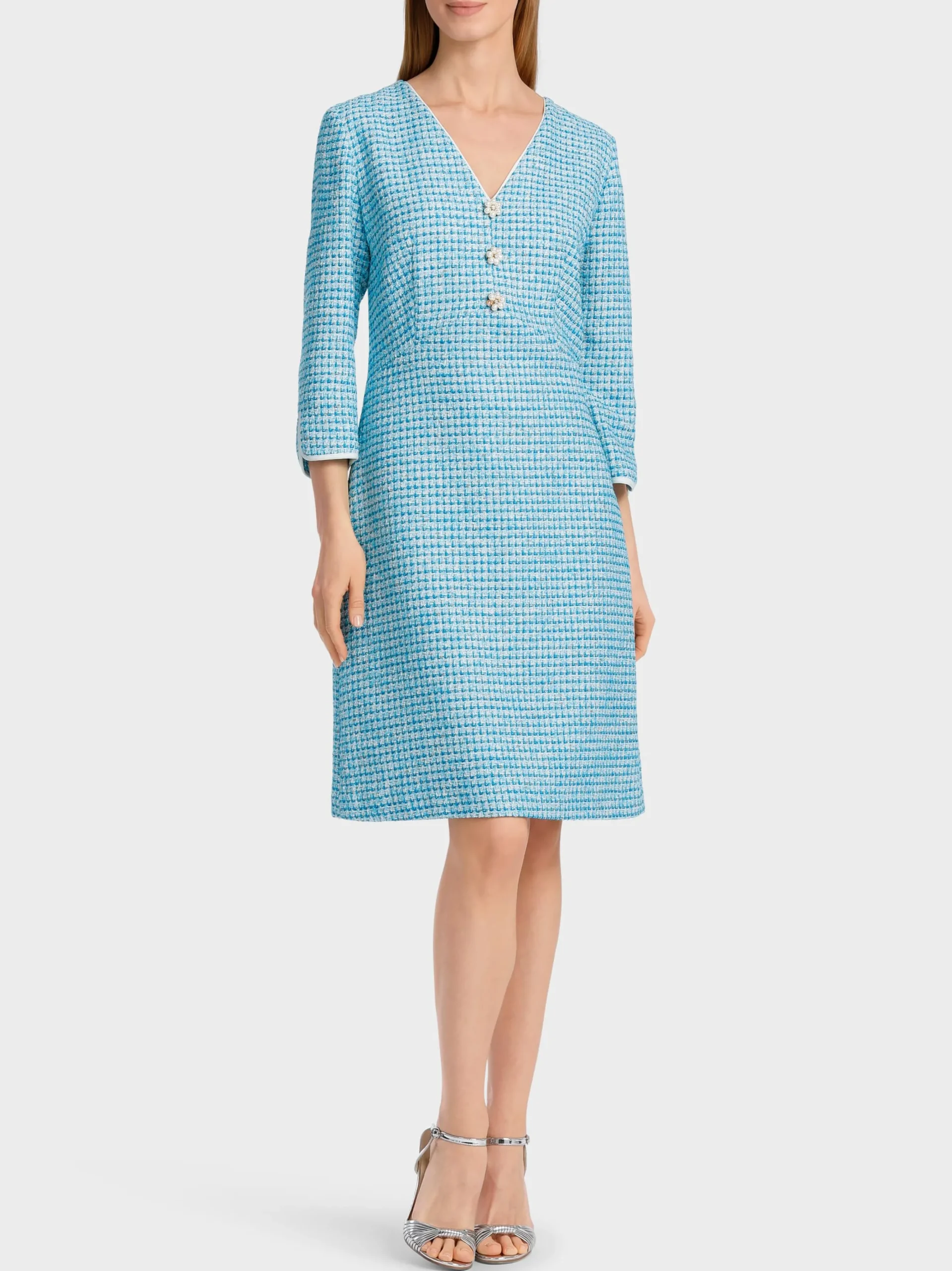 Marc Cain Kleider-KLEID IM STRUKTURIERTEN KAROMUSTER light azure