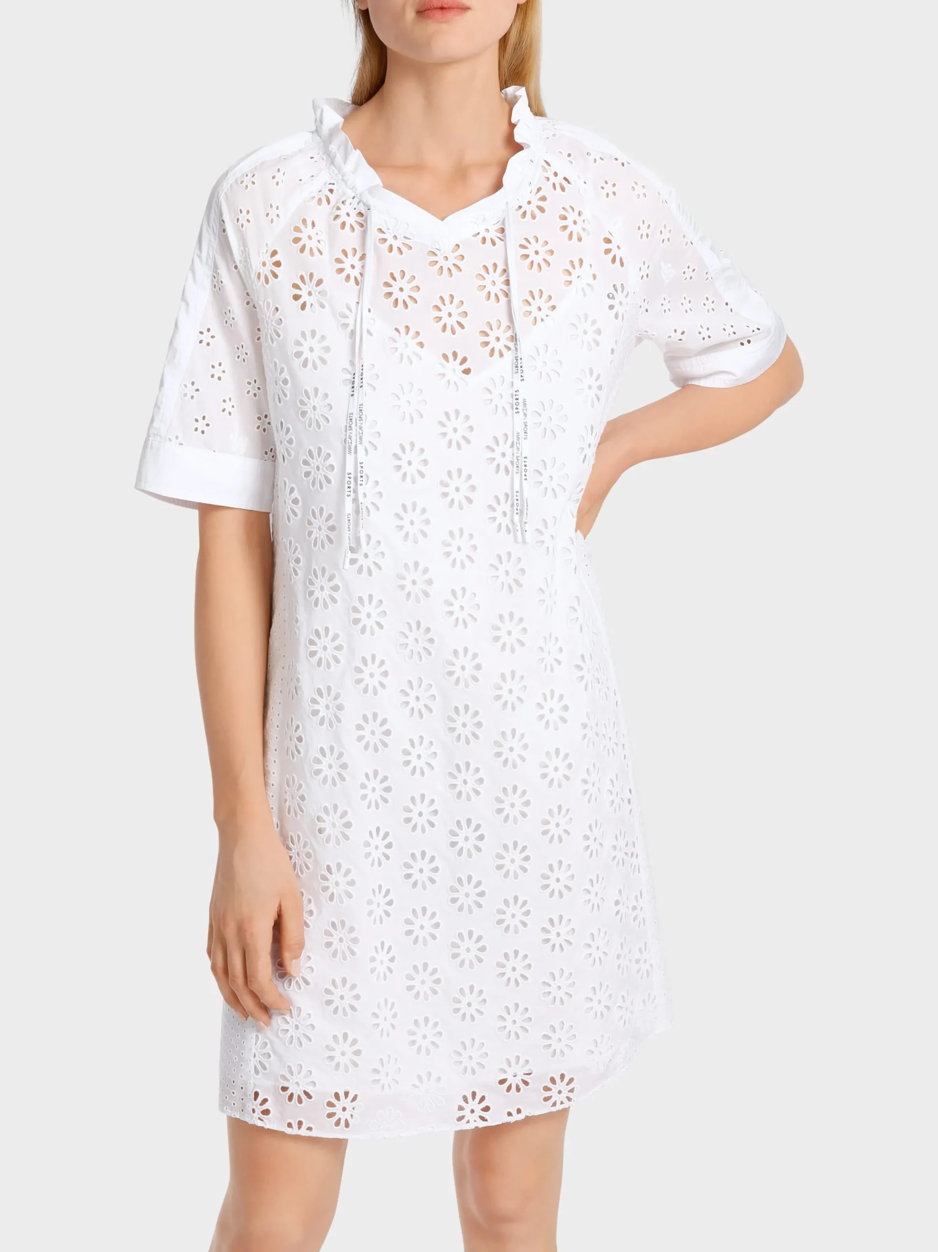 Marc Cain Kleider-KLEID MIT LOCHSTICKEREI white