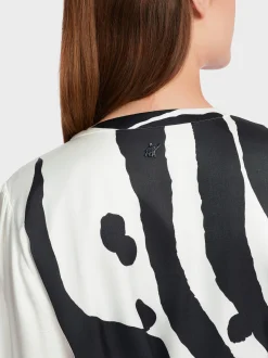 Marc Cain Kleider-KLEID MIT PRINT white and black