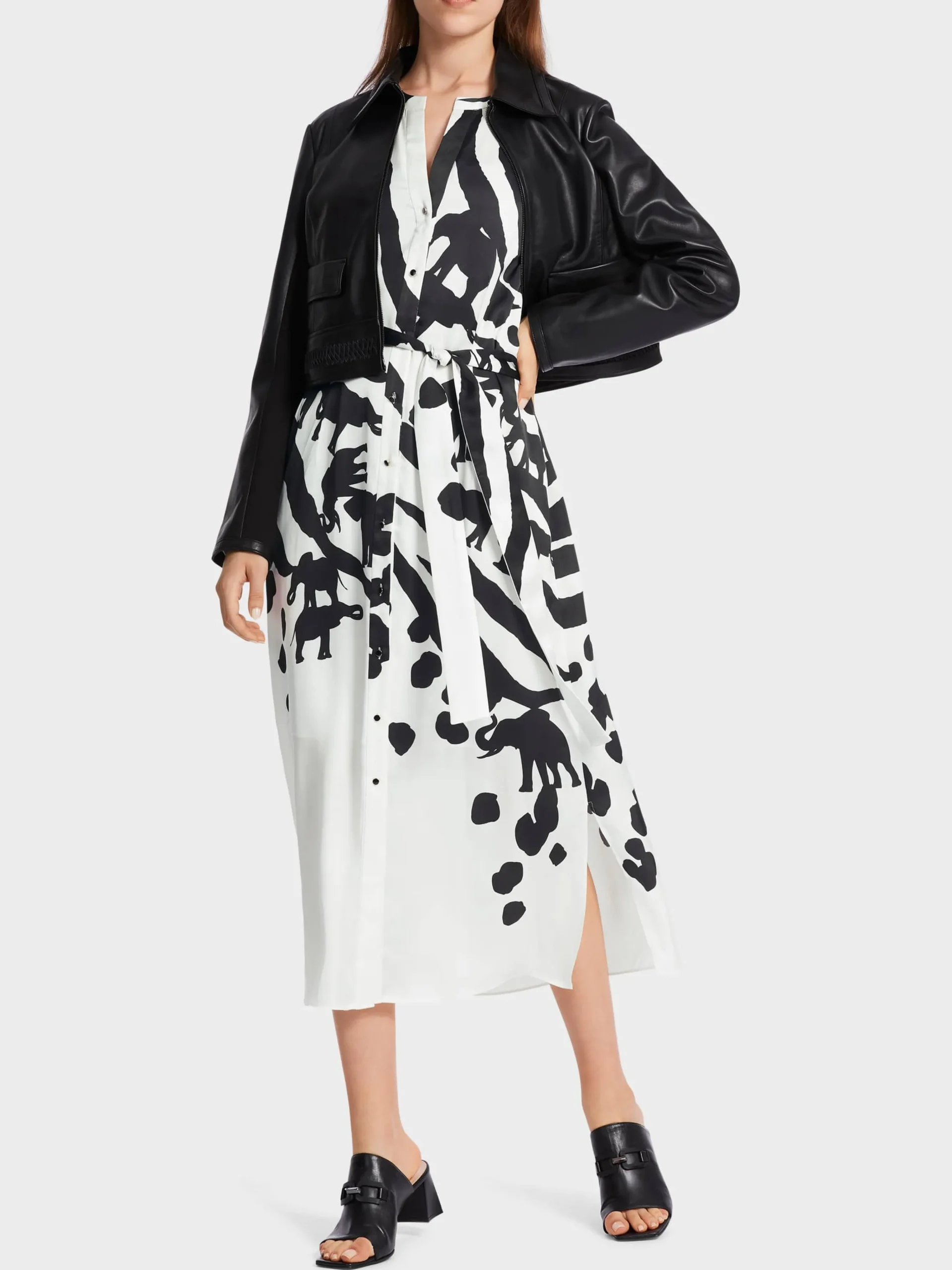 Marc Cain Kleider-KLEID MIT PRINT white and black