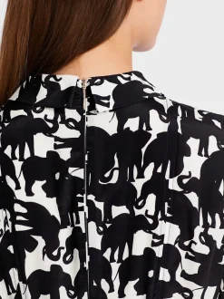 Marc Cain Kleider-KLEID MIT SEIDE black and white