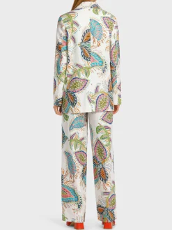 Marc Cain Blazer|Hosenanzüge-KÖRPERNAHER BLAZER MIT FANCY BLATTMOTIV white