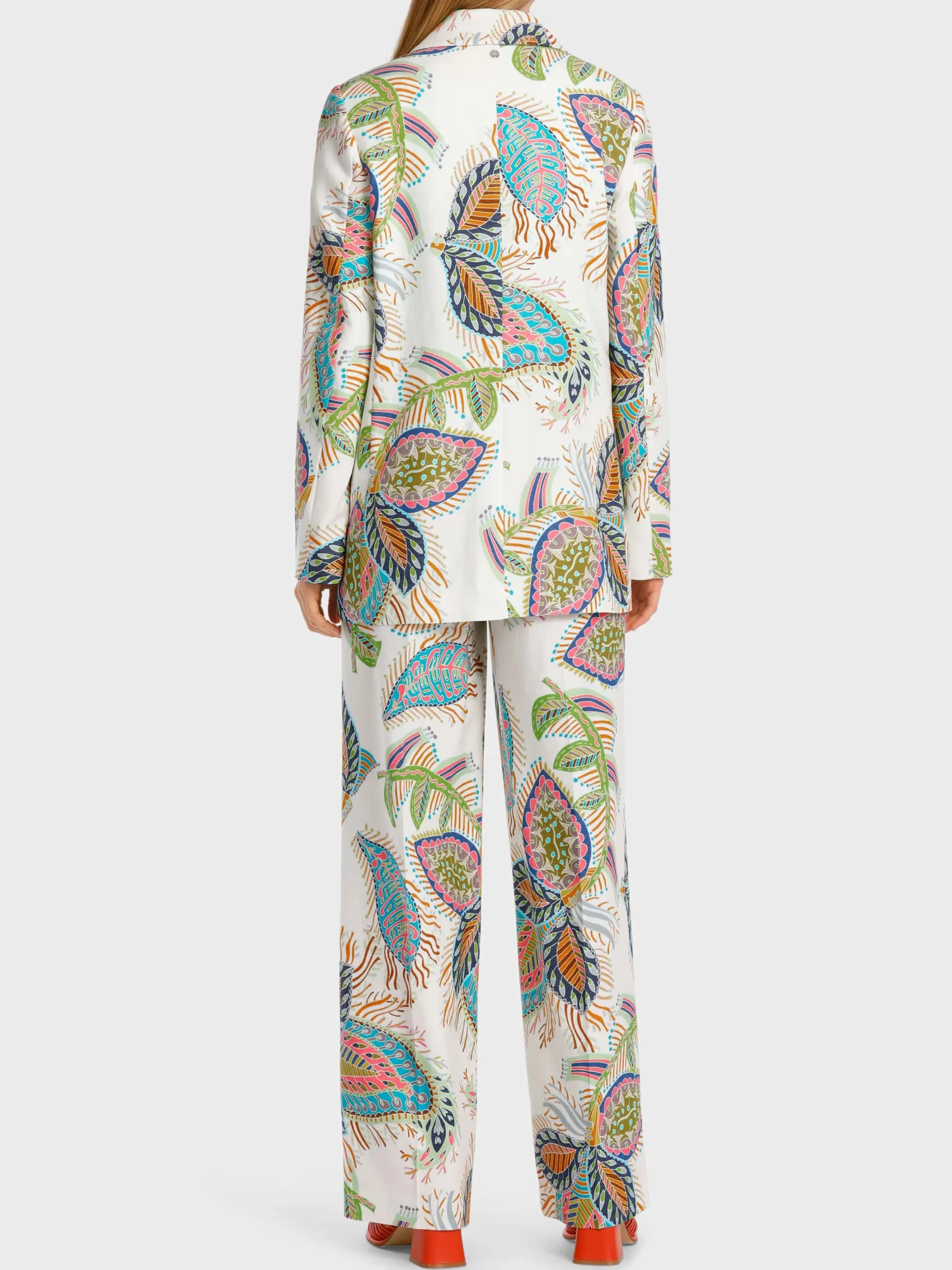 Marc Cain Blazer|Hosenanzüge-KÖRPERNAHER BLAZER MIT FANCY BLATTMOTIV white