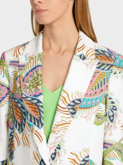 Marc Cain Blazer|Hosenanzüge-KÖRPERNAHER BLAZER MIT FANCY BLATTMOTIV white
