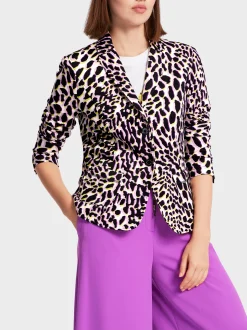 Marc Cain Blazer|Hosenanzüge-KÖRPERNAHER BLAZER MIT LEO-PRINT bright pink lavender