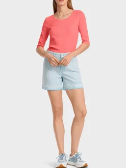 Marc Cain Shirts & Tops-KÖRPERNAHES T-SHIRT MIT ¾-ÄRMEL light neon red