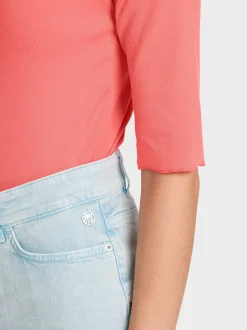 Marc Cain Shirts & Tops-KÖRPERNAHES T-SHIRT MIT ¾-ÄRMEL light neon red