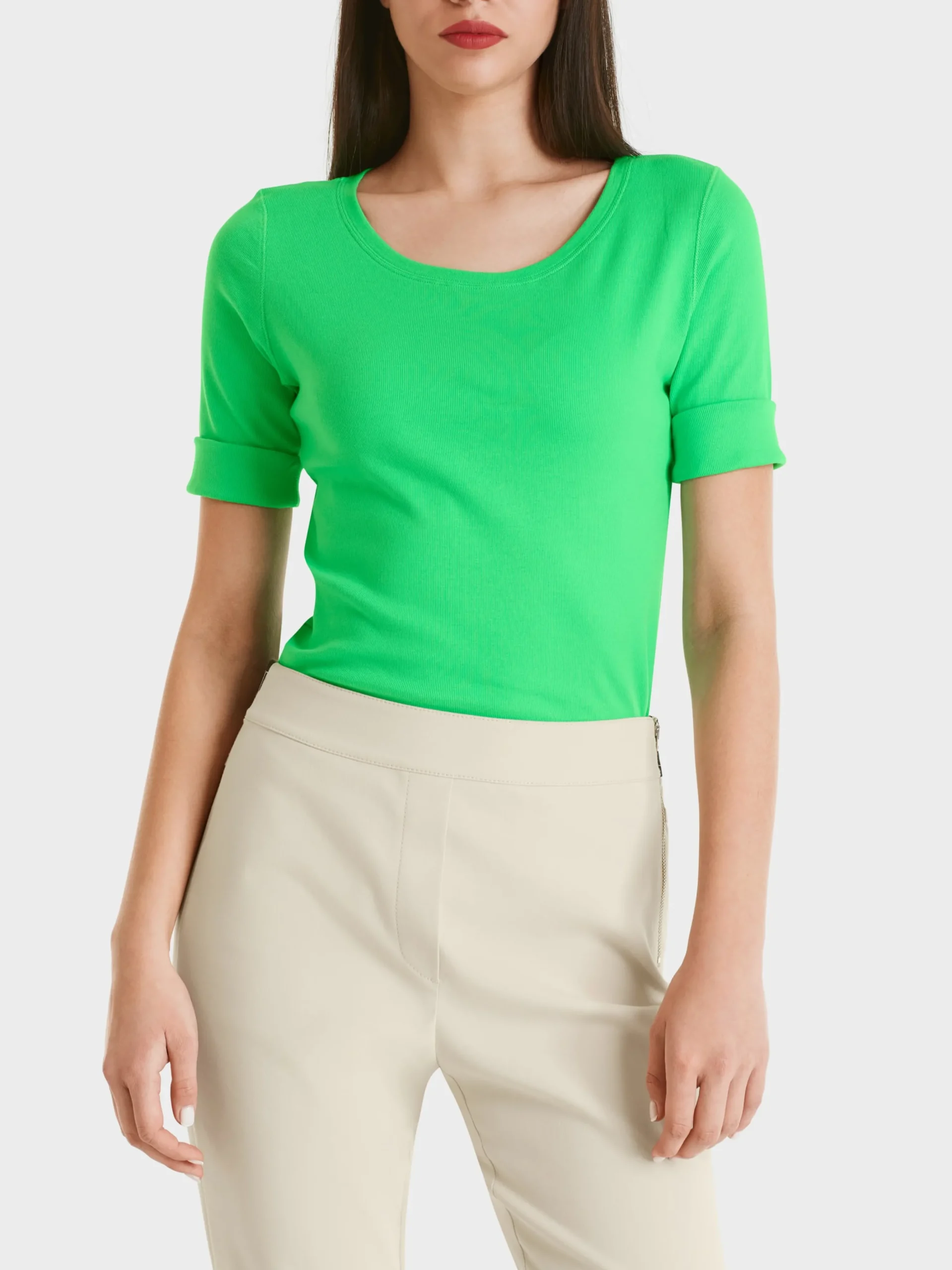 Marc Cain Shirts & Tops-KÖRPERNAHES T-SHIRT MIT ¾-ÄRMEL new neon green