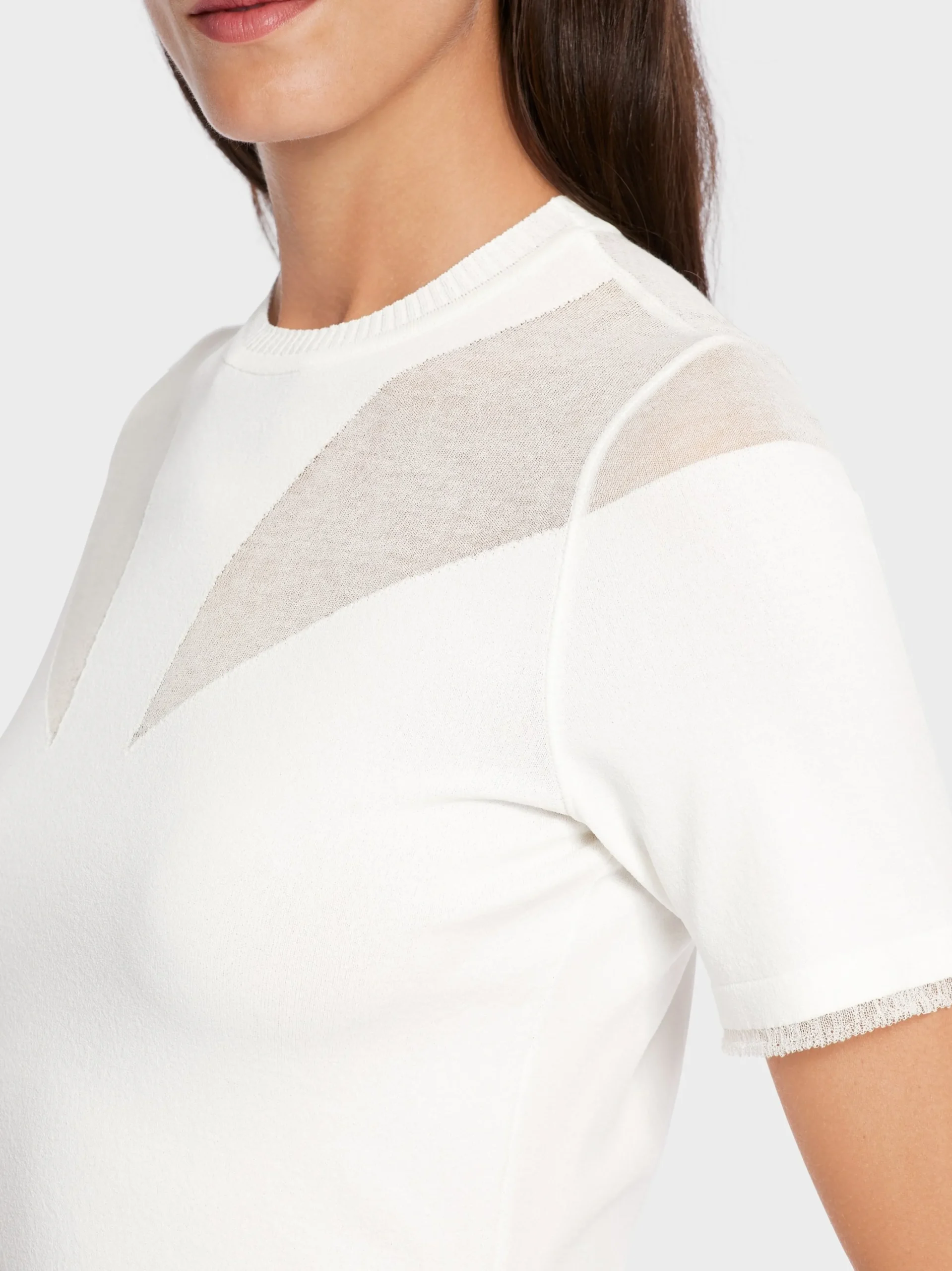 Marc Cain Pullover & Sweatshirts|Strick-KURZARMPULLI "RETHINK TOGETHER" off-white