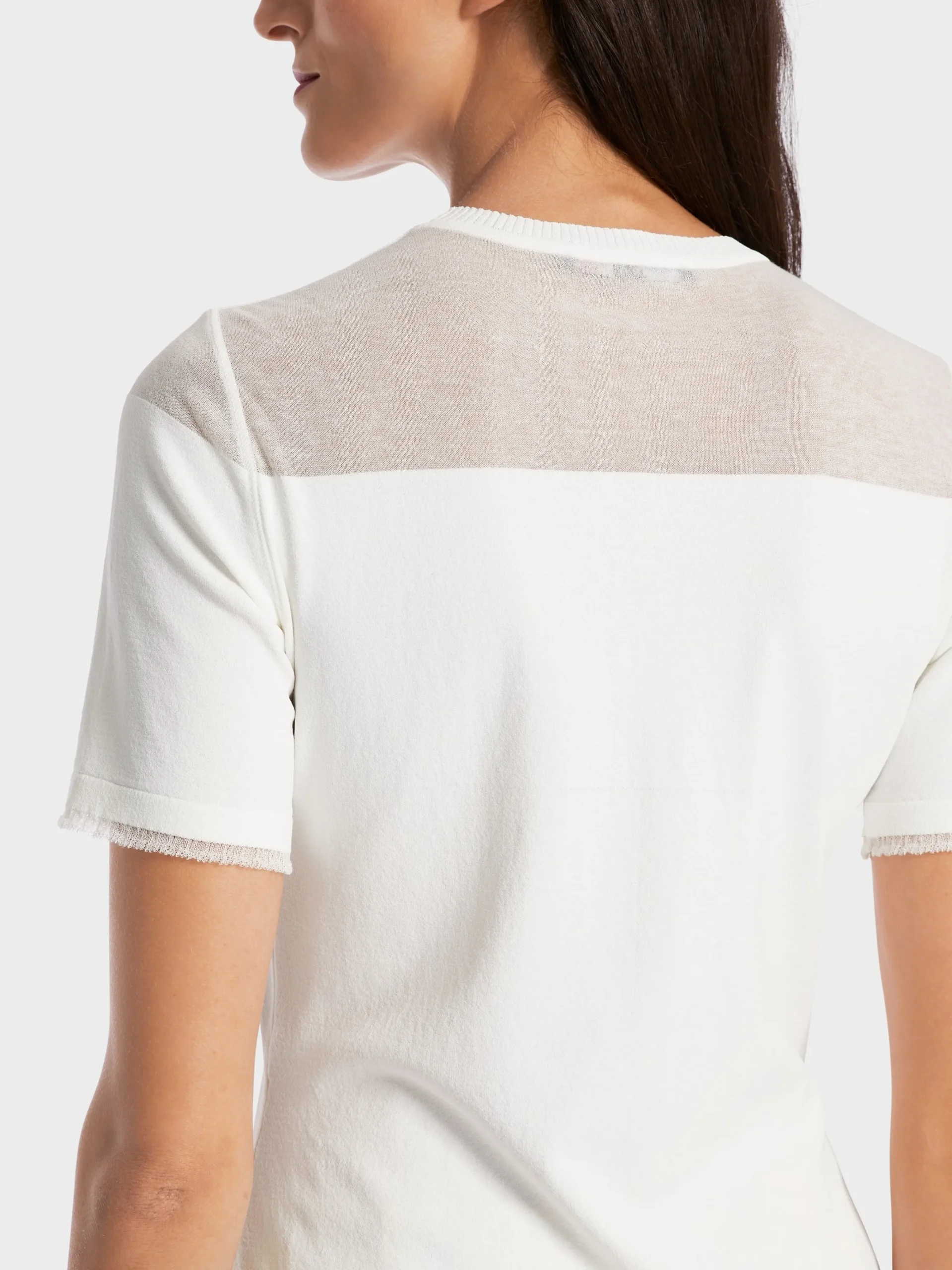 Marc Cain Pullover & Sweatshirts|Strick-KURZARMPULLI "RETHINK TOGETHER" off-white