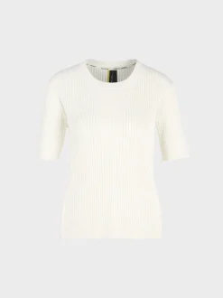 Marc Cain Pullover & Sweatshirts|Strick-KURZARM-SWEATER AUS FEINEM RIPPSTRICK off-white