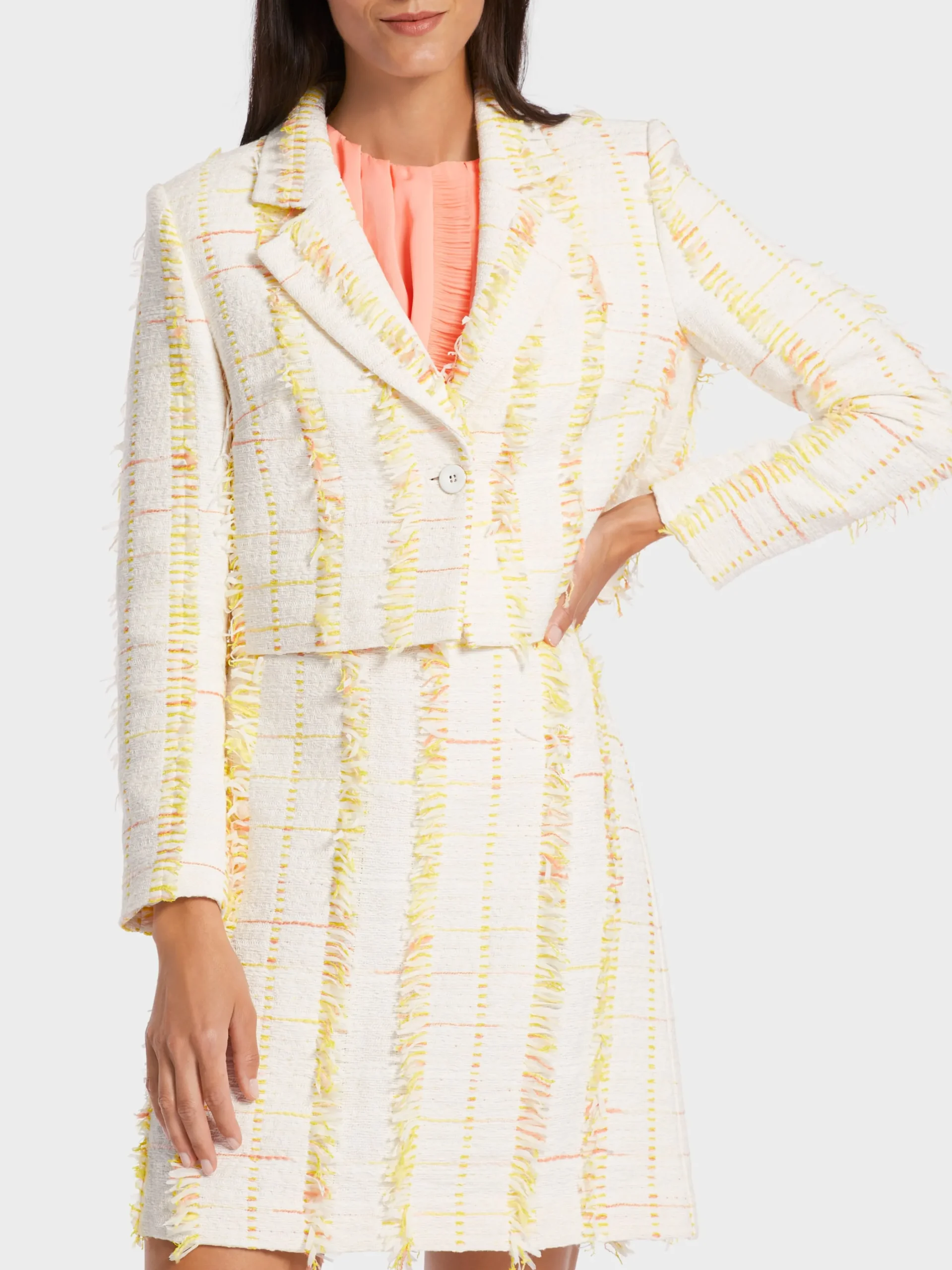 Marc Cain Blazer-KURZER BLAZER MIT GESTEPPTEN KANTEN pale lemon