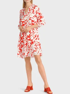 Marc Cain Kleider-KURZES STUFENKLEID AUS VISKOSE bright tomato