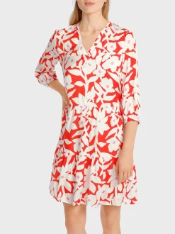 Marc Cain Kleider-KURZES STUFENKLEID AUS VISKOSE bright tomato