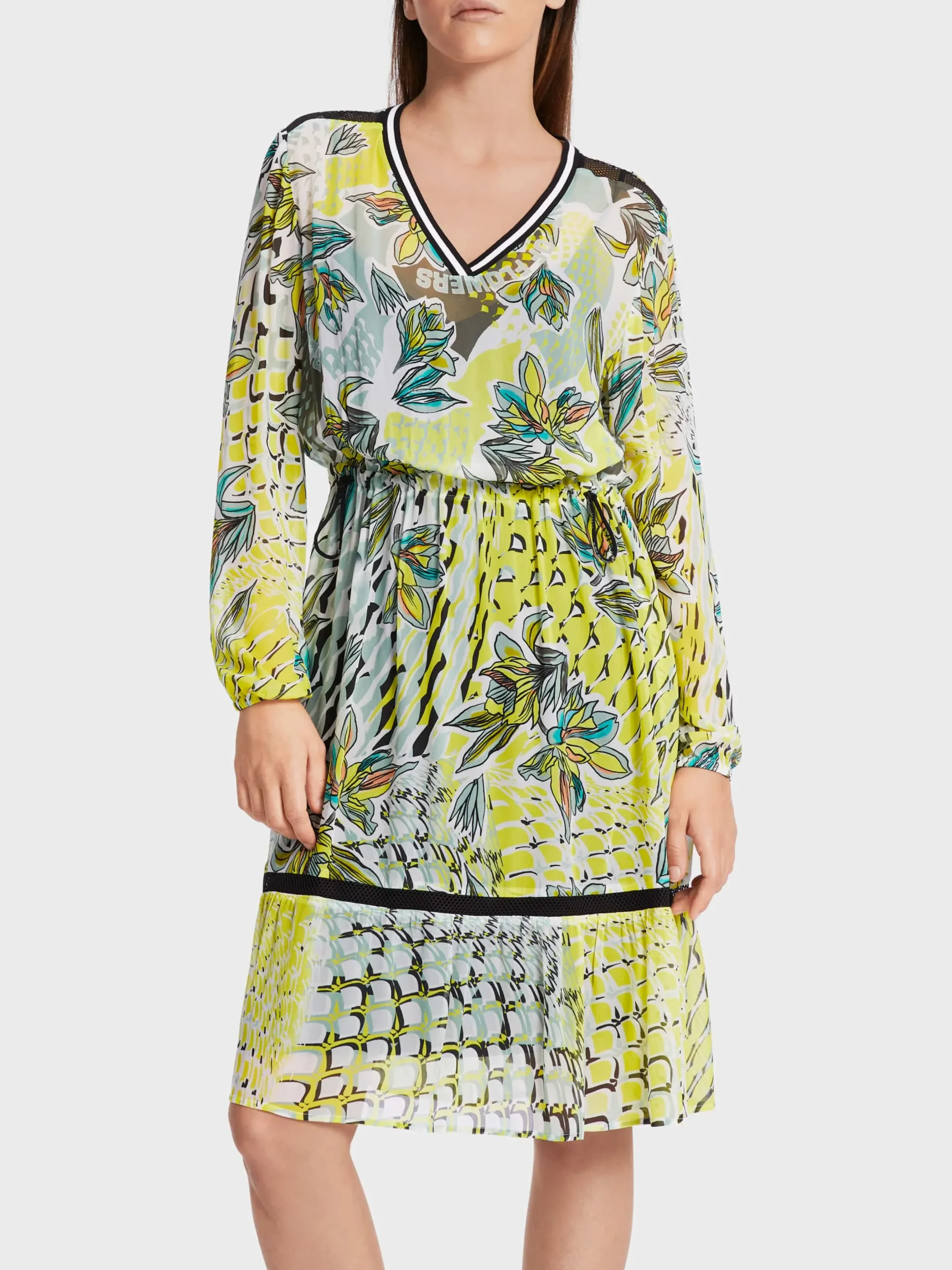 Marc Cain Kleider-KURZES VISKOSEKLEID MIT STUFE soft sage