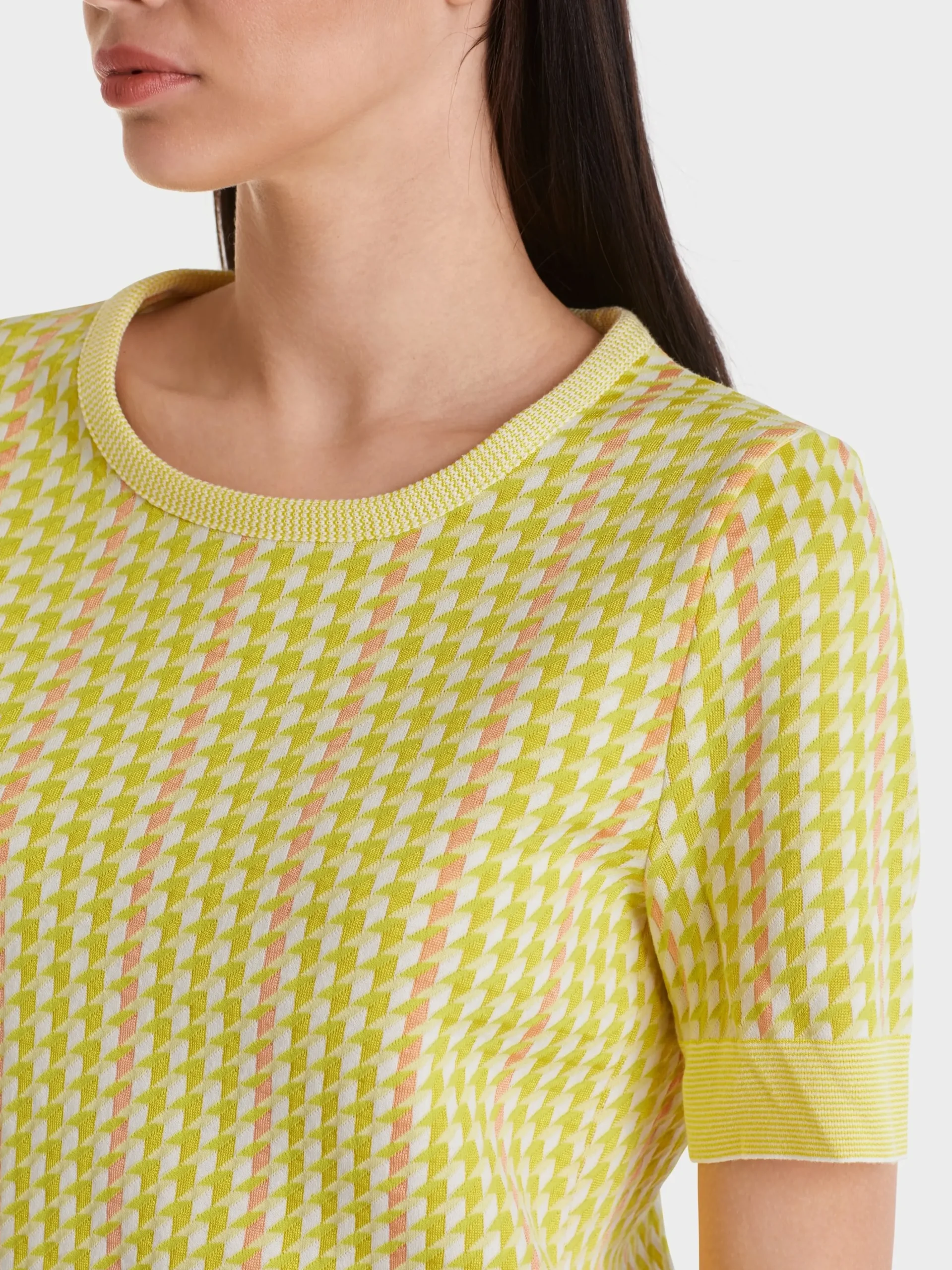 Marc Cain Pullover & Sweatshirts|Strick-KURZÄRMLIGER PULLOVER KNITTED IN GERMANY pale lemon