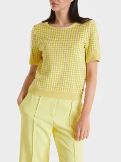 Marc Cain Pullover & Sweatshirts|Strick-KURZÄRMLIGER PULLOVER KNITTED IN GERMANY pale lemon