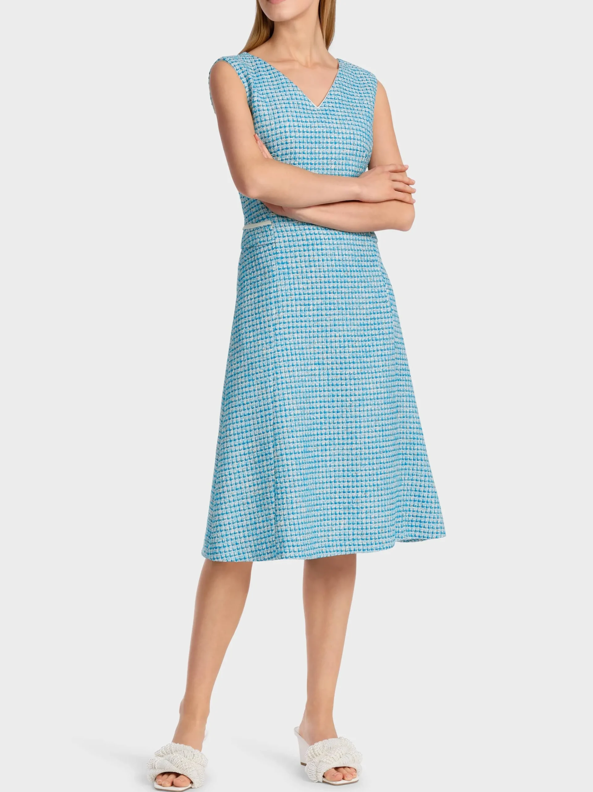 Marc Cain Kleider-KURZÄRMLIGES KLEID MIT KAROS light azure