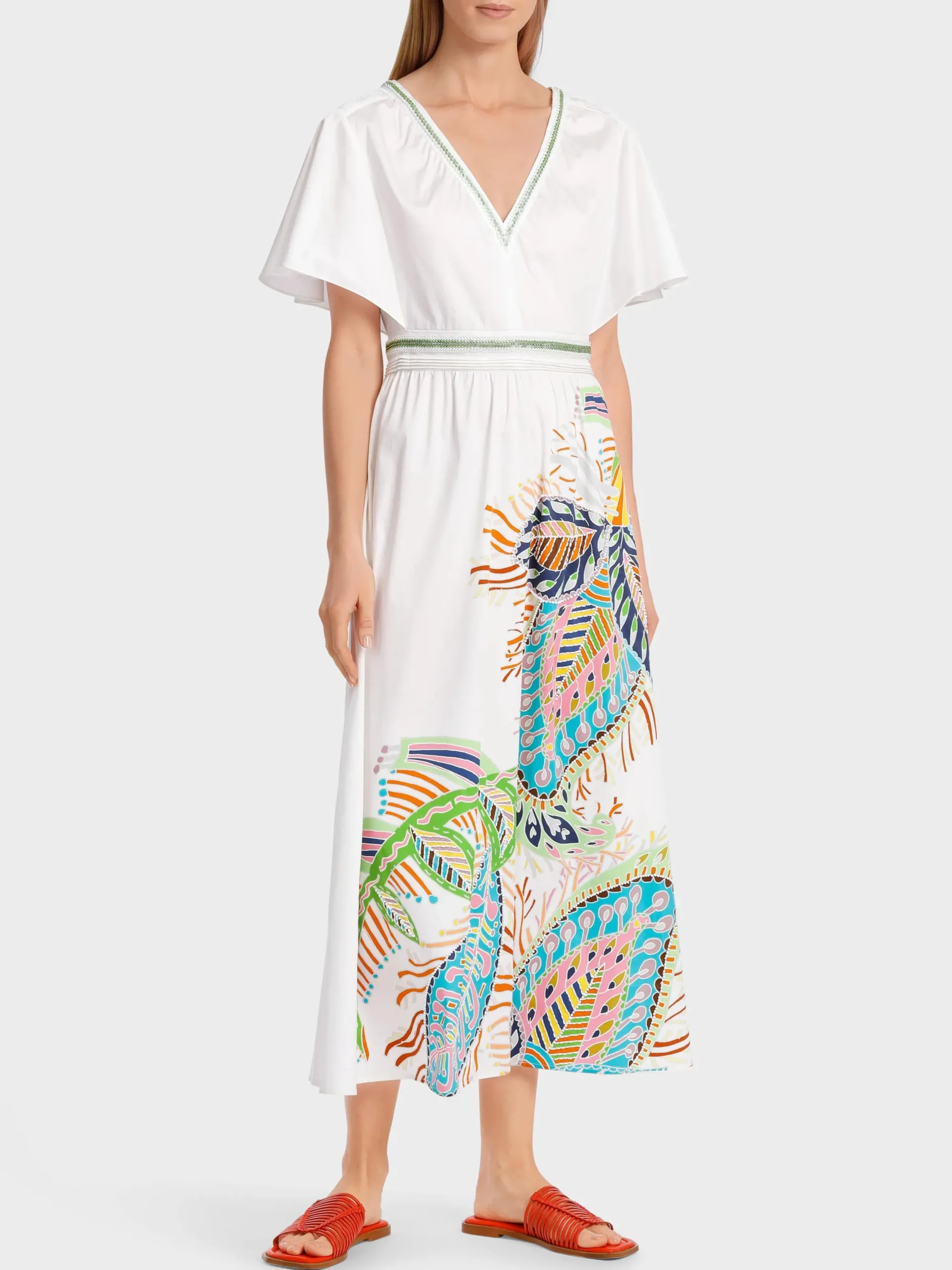 Marc Cain Kleider-LANGES KLEID MIT HOHER TAILLE white