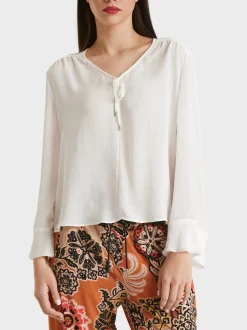 Marc Cain Blusen & Tuniken-LANGÄRMELIGE BLUSE AUS RECYCELTER FASER off-white