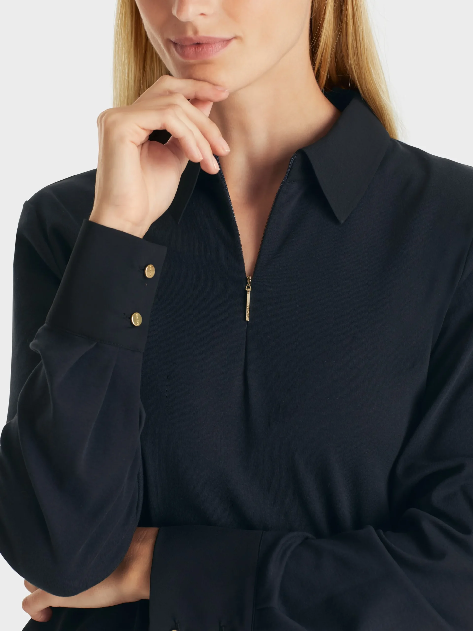 Marc Cain Shirts & Tops-LANGÄRMELIGES POLO-SHIRT midnight blue