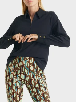 Marc Cain Shirts & Tops-LANGÄRMELIGES POLO-SHIRT midnight blue