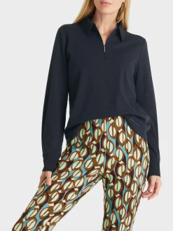 Marc Cain Shirts & Tops-LANGÄRMELIGES POLO-SHIRT midnight blue