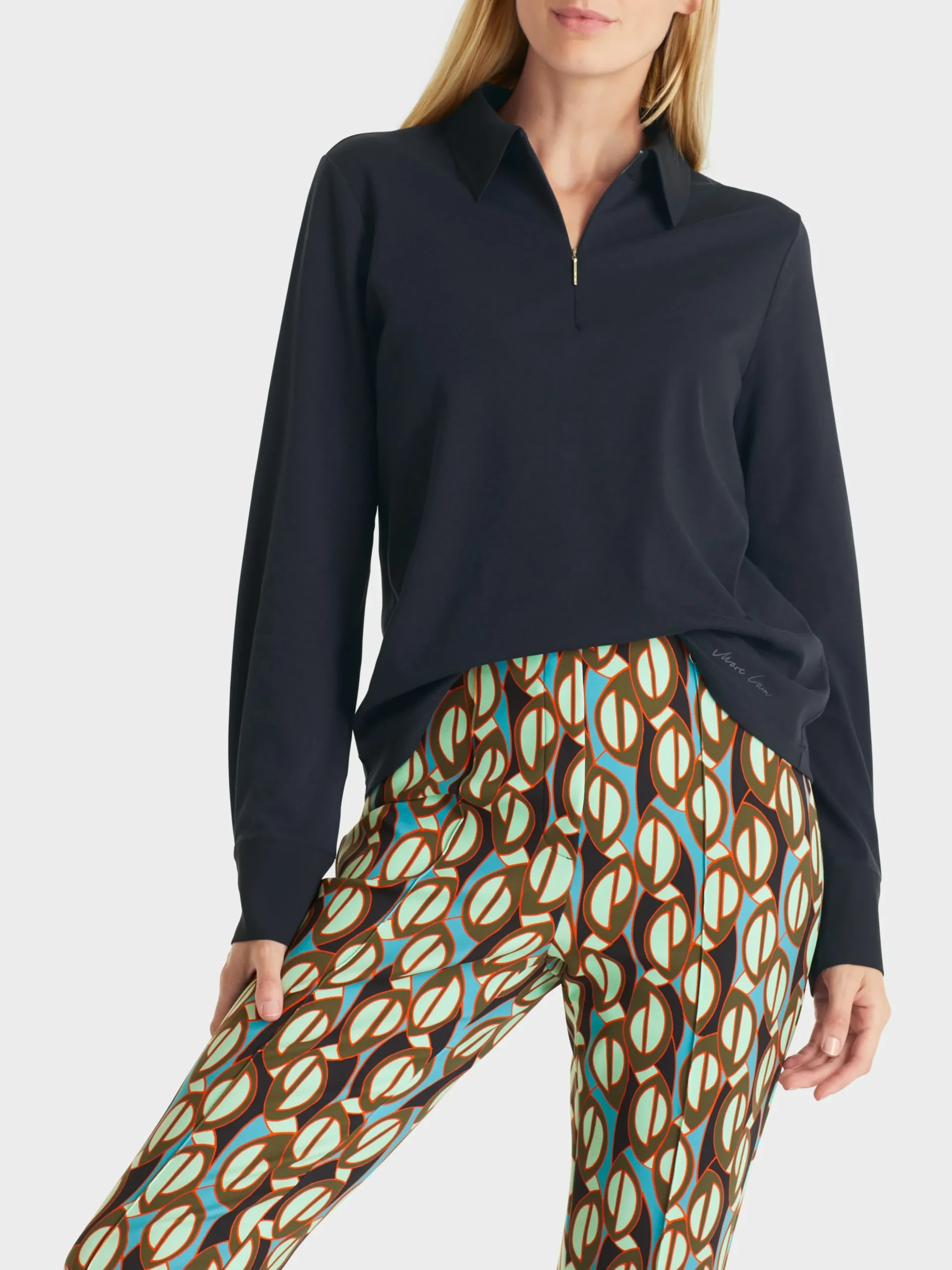 Marc Cain Shirts & Tops-LANGÄRMELIGES POLO-SHIRT midnight blue