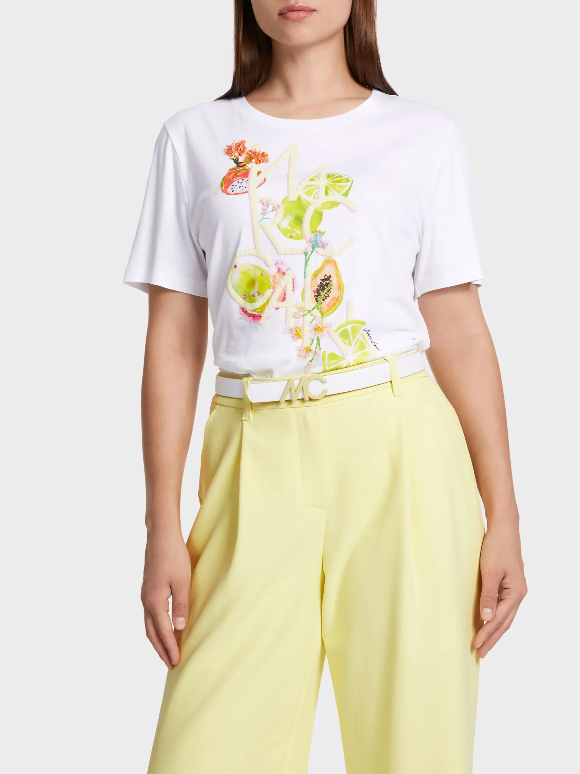 Marc Cain Accessoires-LEDERGÜRTEL MIT MC-LOGO-SCHLIEßE pale lemon