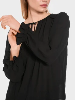 Marc Cain Blusen & Tuniken-LEICHTE BLUSE AUS RECYCELTEM POLYESTER black