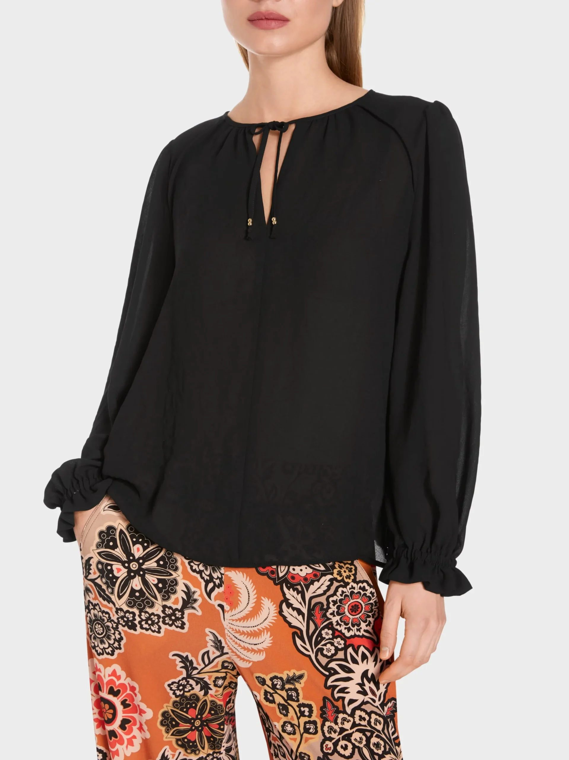 Marc Cain Blusen & Tuniken-LEICHTE BLUSE AUS RECYCELTEM POLYESTER black