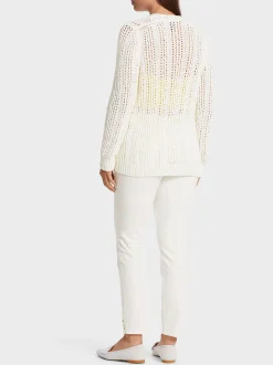 Marc Cain Jacken|Strick-LOCHMUSTER-CARDIGAN "RETHINK TOGETHER" off-white