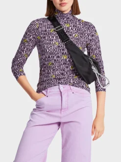 Marc Cain Shirts & Tops-LONGSLEEVE MIT STEHKRAGEN bright pink lavender